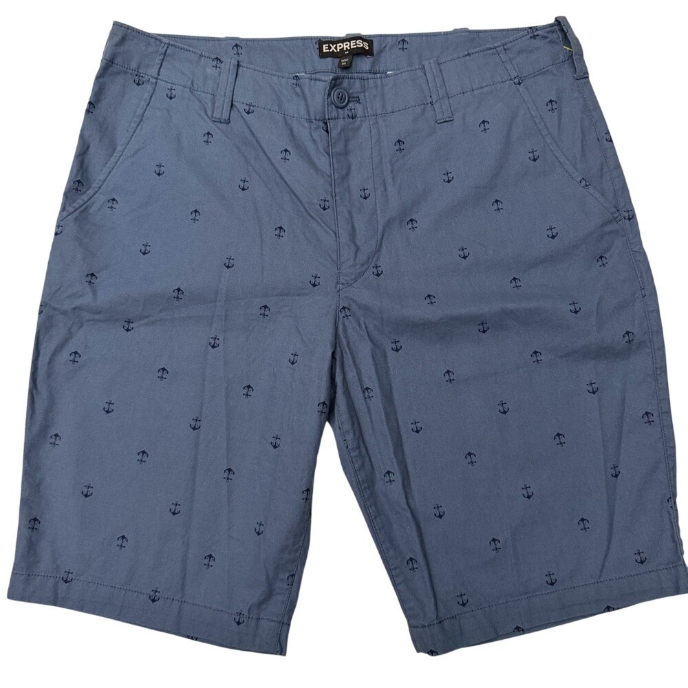 EXPRESS‎ Men's Blue Anchor Print Chino Shorts Size 34